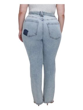 Good American Good Boy High Waist Split Hem Jeans 22 Distressed Waist 42"